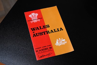 300926 - National Sporting Heritage Day WRU - Picture shows pieces of rugby memorabilia at the WRU National Sporting Heritage Day Event at the Principality Stadium in Cardiff, Wales