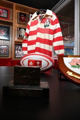 300926 - National Sporting Heritage Day WRU - Picture shows pieces of rugby memorabilia at the WRU National Sporting Heritage Day Event at the Principality Stadium in Cardiff, Wales