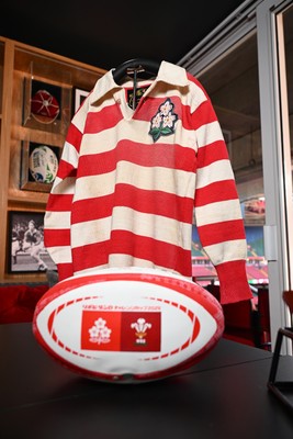 300926 - National Sporting Heritage Day WRU - Picture shows pieces of rugby memorabilia at the WRU National Sporting Heritage Day Event at the Principality Stadium in Cardiff, Wales