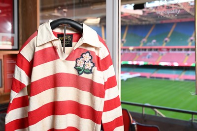 300926 - National Sporting Heritage Day WRU - Picture shows pieces of rugby memorabilia at the WRU National Sporting Heritage Day Event at the Principality Stadium in Cardiff, Wales