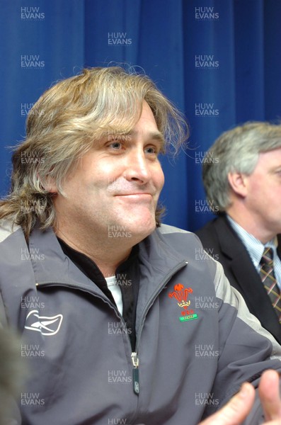 140206  Wales rugby coach resignation - Stand in Welsh coach Scott Johnson smiles at the  announcement of Mike Ruddock resignation  