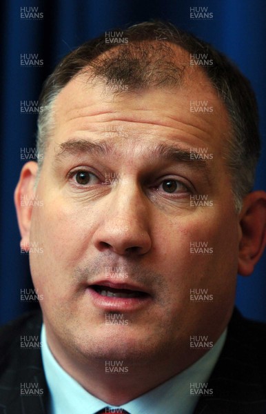 210206 - Ex Wales coach Mike Ruddock reads a statement relating to his resignation as Wales coach