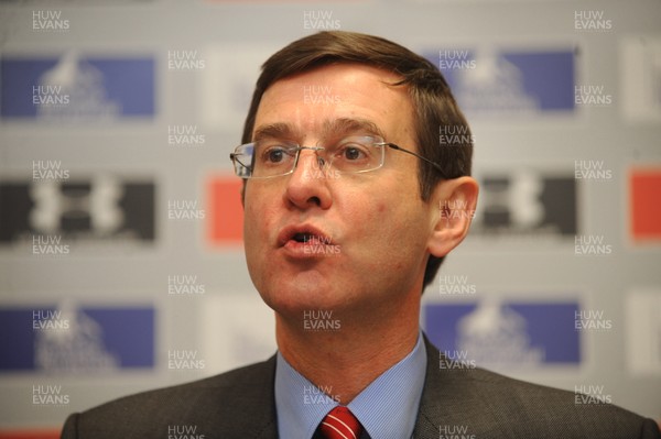 30.10.08 - WRU Open Centre of Excellence - WRU Chief Executive Roger Lewis talks to reporters during the unveiling of the new WRU Centre of Excellence. 