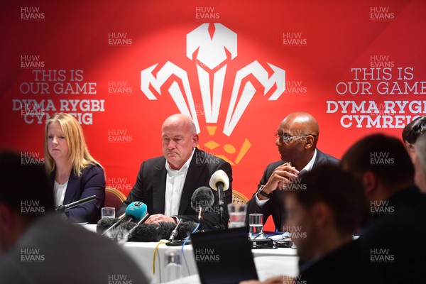 141123 - Welsh Rugby Union Press Conference - Incoming Group CEO Abi Tierney (who joins in January 2024), Welsh Rugby Union chair Richard Collier-Keywood and interim CEO Nigel Walker