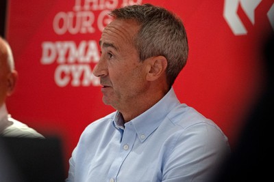 200825 - WRU Press Conference - Picture shows Dave Reddin, WRU Director of Rugby and Elite Performance, speaking at a press conference at the Principality Stadium in Cardiff, South Wales discussing the future of Elite Rugby in Wales