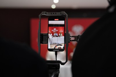 200825 - WRU Press Conference - Picture shows a general view of a press conference at the Principality Stadium in Cardiff, South Wales discussing the future of Elite Rugby in Wales