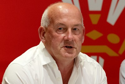 200825 - WRU Press Conference - Picture shows Richard Collier-Keywood, WRU Chairman, speaking at a press conference at the Principality Stadium in Cardiff, South Wales discussing the future of Elite Rugby in Wales