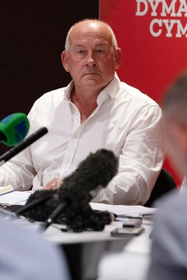 200825 - WRU Press Conference - Picture shows Richard Collier-Keywood, WRU Chairman, speaking at a press conference at the Principality Stadium in Cardiff, South Wales discussing the future of Elite Rugby in Wales