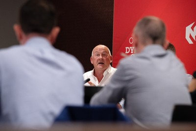 200825 - WRU Press Conference - Picture shows Richard Collier-Keywood, WRU Chairman, speaking at a press conference at the Principality Stadium in Cardiff, South Wales discussing the future of Elite Rugby in Wales