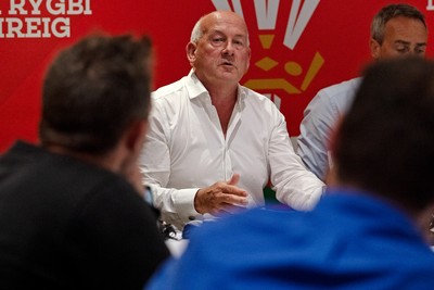200825 - WRU Press Conference - Picture shows Richard Collier-Keywood, WRU Chairman, speaking at a press conference at the Principality Stadium in Cardiff, South Wales discussing the future of Elite Rugby in Wales