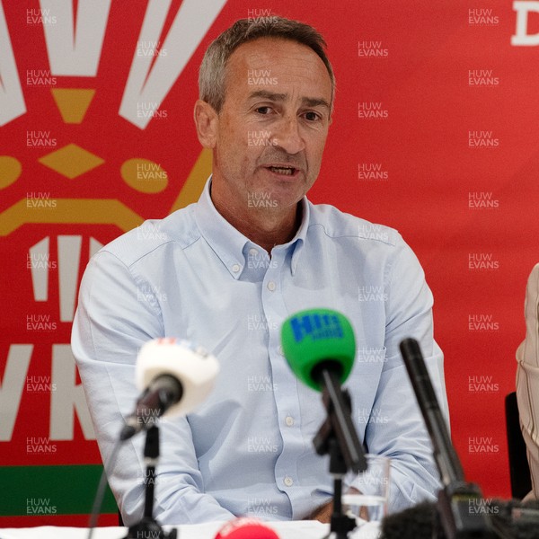 200825 - WRU Press Conference - Picture shows Dave Reddin, WRU Director of Rugby and Elite Performance, speaking at a press conference at the Principality Stadium in Cardiff, South Wales discussing the future of Elite Rugby in Wales
