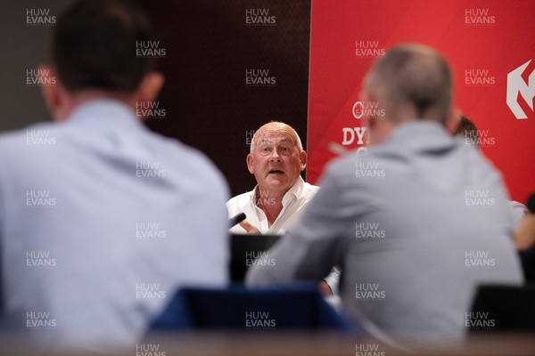 200825 - WRU Press Conference - Picture shows Richard Collier-Keywood, WRU Chairman, speaking at a press conference at the Principality Stadium in Cardiff, South Wales discussing the future of Elite Rugby in Wales