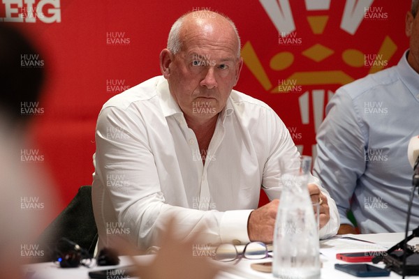 200825 - WRU Press Conference - Picture shows Richard Collier-Keywood, WRU Chairman, speaking at a press conference at the Principality Stadium in Cardiff, South Wales discussing the future of Elite Rugby in Wales