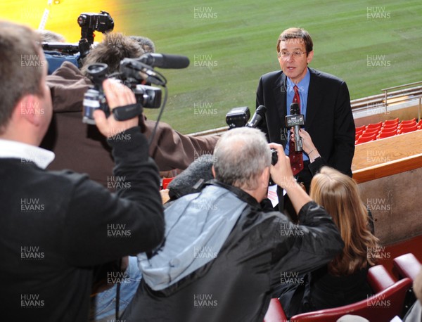 24.10.08 - Rugby WRU Group Chief Executive Roger Lewis makes statement after a court ruling forcing the Welsh rugby regional sides to release players for the autumn internationals 