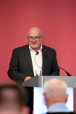 241025 - WRU Press Conference - Picture shows WRU chair Richard Collier-Keywood speaking in a press conference discussing the findings of the WRU’s recent review and consultation into the future of the elite game in Wales