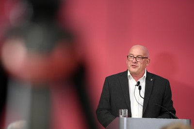 241025 - WRU Press Conference - Picture shows WRU chair Richard Collier-Keywood speaking in a press conference discussing the findings of the WRU’s recent review and consultation into the future of the elite game in Wales