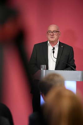 241025 - WRU Press Conference - Picture shows WRU chair Richard Collier-Keywood speaking in a press conference discussing the findings of the WRU’s recent review and consultation into the future of the elite game in Wales