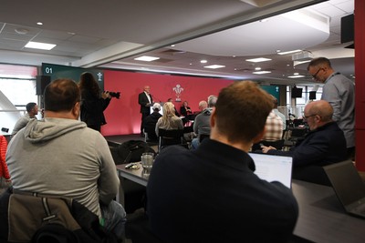 241025 - WRU Press Conference - Picture shows WRU chair Richard Collier-Keywood speaking in a press conference discussing the findings of the WRU’s recent review and consultation into the future of the elite game in Wales