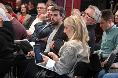 241025 - WRU Press Conference - Picture shows  speaking in a press conference discussing the findings of the WRU’s recent review and consultation into the future of the elite game in Wales