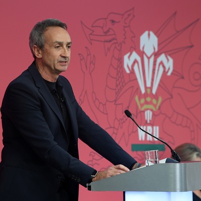 241025 - WRU Press Conference - Picture shows WRU Director of Rugby and Elite Performance Dave Reddin speaking in a press conference discussing the findings of the WRU’s recent review and consultation into the future of the elite game in Wales