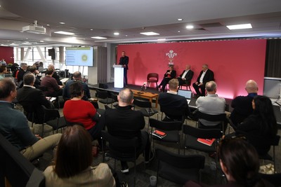 241025 - WRU Press Conference - Picture shows WRU Director of Rugby and Elite Performance Dave Reddin speaking in a press conference discussing the findings of the WRU’s recent review and consultation into the future of the elite game in Wales