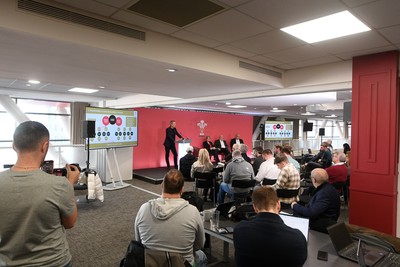 241025 - WRU Press Conference - Picture shows WRU Director of Rugby and Elite Performance Dave Reddin speaking in a press conference discussing the findings of the WRU’s recent review and consultation into the future of the elite game in Wales