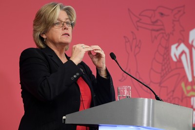 241025 - WRU Press Conference - Picture shows Amanda Bennett, Independent Non-Executive Director and Chair of the Women’s Rugby Committee speaking in a press conference discussing the findings of the WRU’s recent review and consultation into the future of the elite game in Wales