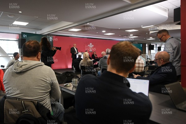 241025 - WRU Press Conference - Picture shows WRU chair Richard Collier-Keywood speaking in a press conference discussing the findings of the WRU’s recent review and consultation into the future of the elite game in Wales
