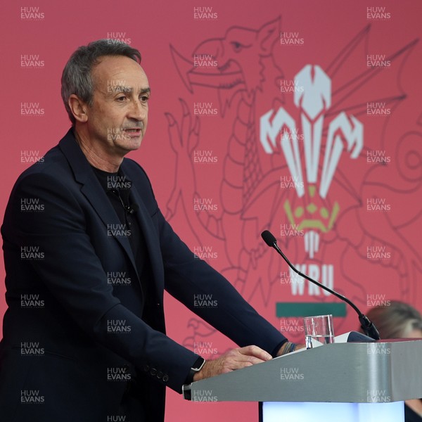 241025 - WRU Press Conference - Picture shows WRU Director of Rugby and Elite Performance Dave Reddin speaking in a press conference discussing the findings of the WRU’s recent review and consultation into the future of the elite game in Wales