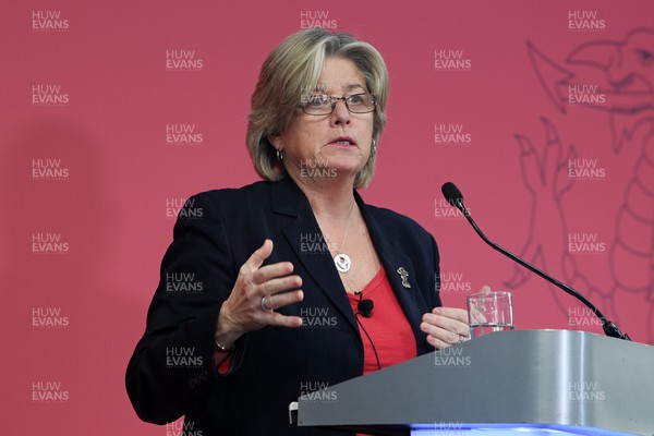 241025 - WRU Press Conference - Picture shows Amanda Bennett, Independent Non-Executive Director and Chair of the Women’s Rugby Committee speaking in a press conference discussing the findings of the WRU’s recent review and consultation into the future of the elite game in Wales
