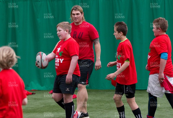 110413 - Wales rugby star Richard Hibbard joins the WRU Rugby Stars at Llandarcy, Swansea