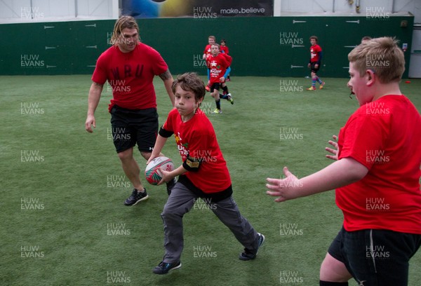 110413 - Wales rugby star Richard Hibbard joins the WRU Rugby Stars at Llandarcy, Swansea