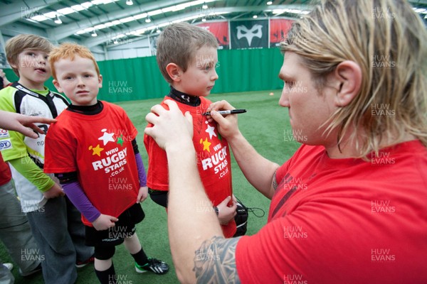 110413 - Wales rugby star Richard Hibbard joins the WRU Rugby Stars at Llandarcy, Swansea