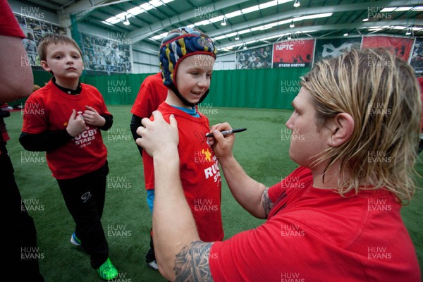 110413 - Wales rugby star Richard Hibbard joins the WRU Rugby Stars at Llandarcy, Swansea