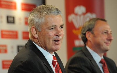 28.04.10 -  Principality Building Society Summer Test Launch - (L-R)Wales head coach Warren Gatland and Chief Operating Officer at Principality Building Society Graeme Yorston announce the sponsorship deal for the Wales v South Africa match in June. 