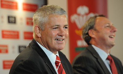 28.04.10 -  Principality Building Society Summer Test Launch - (L-R)Wales head coach Warren Gatland and Chief Operating Officer at Principality Building Society Graeme Yorston announce the sponsorship deal for the Wales v South Africa match in June. 