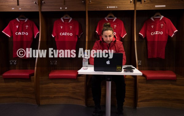 120122 - Welsh Rugby Union Women's Rugby Contracts - Wales Women player Siwan Lillicrap takes part in a zoom press conference as the Welsh Rugby Union announce the first 12 Women's full time contracts for international players at the Principality Stadium 