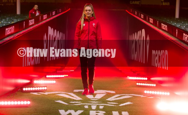 120122 - Welsh Rugby Union Women's Rugby Contracts - Wales international Hannah Jones walks out at the Principality Stadium as the Welsh Rugby Union announce the first 12  full time contracts for Women international players