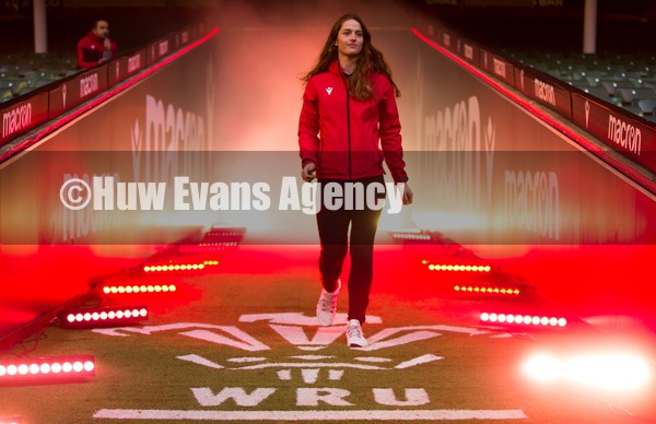 120122 - Welsh Rugby Union Women's Rugby Contracts - Wales international Lisa Neumann walks out at the Principality Stadium as the Welsh Rugby Union announce the first 12  full time contracts for Women international players