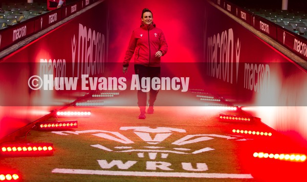 120122 - Welsh Rugby Union Women's Rugby Contracts - Wales international Siwan Lillicrap walks out at the Principality Stadium as the Welsh Rugby Union announce the first 12  full time contracts for Women international players