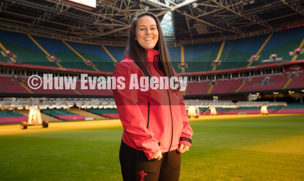 120122 - Welsh Rugby Union Women's Rugby Contracts - Wales international Ffion Lewis at the Principality Stadium as the Welsh Rugby Union announce the first 12 full time contracts for Women international players