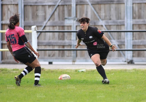 22.05.11 Neath Athletic v Pontyclun Falcons - WRU Women's Finals Day - Neath Athletic's  Lowri Harries celebrates scoring the games' opening try. 