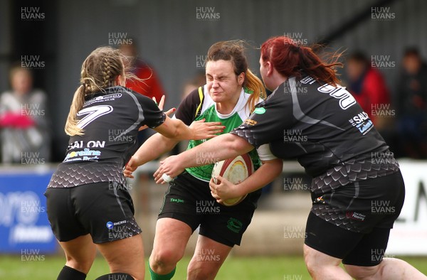 200517 - WRU Women's Super Cup Finals Day - Abergele v Burry Port - Bowl Final -  Becki Davies of Abergele takes on BetsanEllis Williams(7) and Amber Phillips of Burry Port  