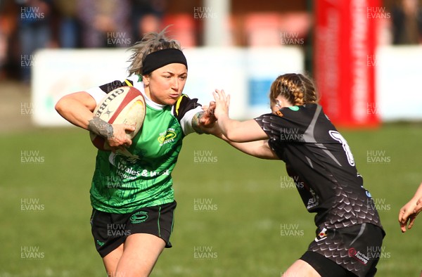 200517 - WRU Women's Super Cup Finals Day - Abergele v Burry Port - Bowl Final -  Laura Taylor of Abergele takes on Sam Jones of Burry Port  