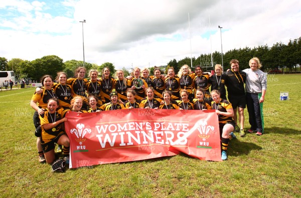 200517 - WRU Women's Super Cup Finals Day -  Llandaff North v Seven Sisters - Plate Final -  Llandaff North celebrate winning the Plate Final