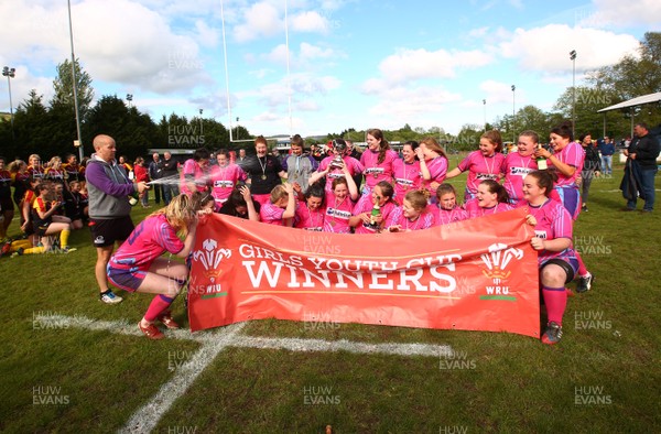 200517 - WRU Women's Super Cup Finals Day - Wattstown v Cardiff Quins - Youth Cup Final -  Cardiff Quins celebrate winning the Youth Cup Final 