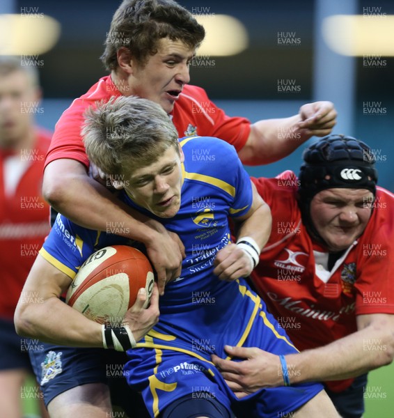 250414 - Gilfach Goch v Penallta, WRU Youth Cup Final, Millennium Stadium - Penallta's Ryan Davies powers over to score try