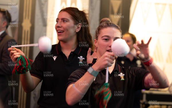 171023 - WXV1 Welcome Event and Captain’s Photocall - Wales players Keira Bevan and Georgia Evans take part in a demonstration of poi at the welcome event at Te Papa, Wellington