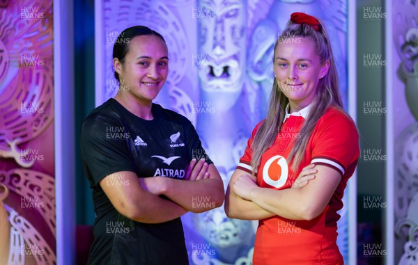 171023 - WXV1 Welcome Event and Captain’s Photocall - Ruahei Demant of New Zealand with Wales captain Hannah Jones at the traditional welcome event and Captain’s photocall at Te Papa, Wellington