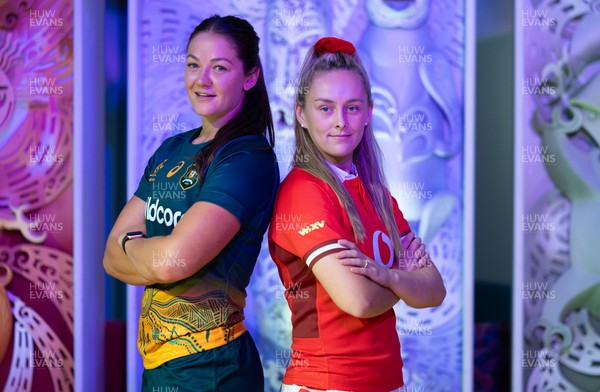 171023 - WXV1 Welcome Event and Captain’s Photocall - Michaela Leonard of Australia with Wales captain Hannah Jones at the traditional welcome event and Captain’s photocall at Te Papa, Wellington